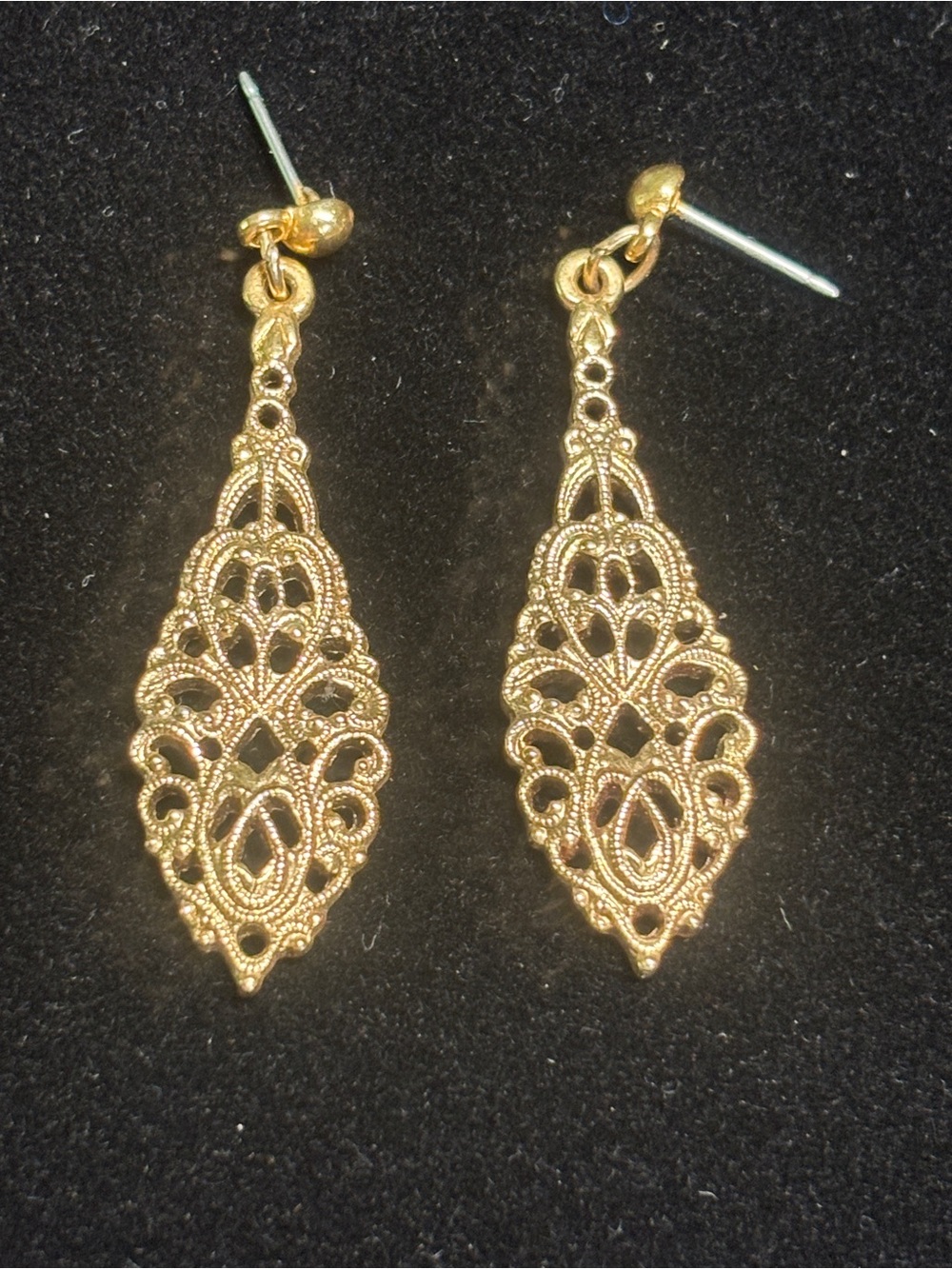 Delicate Gold Filigree Drop Earrings for Women